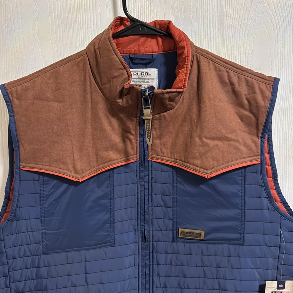 NWT Rural Cloth Men's Rider 2XL Vest Outdoor‎ Full Zip Pockets Insulated Quilted - Picture 2 of 15